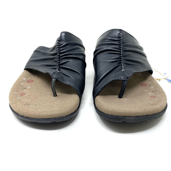 Taos Gift 2 Black Leather Comfort Sandals Arch & Metatarsal Support Sandal - Picture 4 of 8